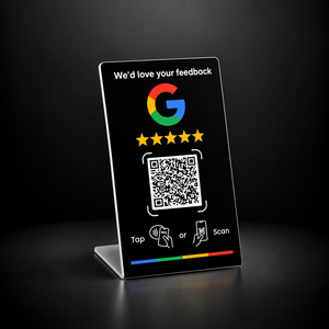 Stand da Tavolo Nero con NFC e QR Code (TAP007)