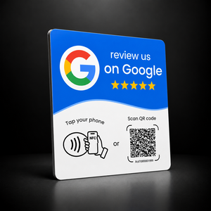 CARD ADESIVA AZZURRA CON QR CODE E NFC 