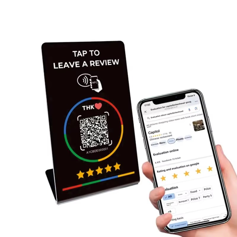 Stand da Tavolo Nero con NFC e QR Code (TAP001) - immagine 2