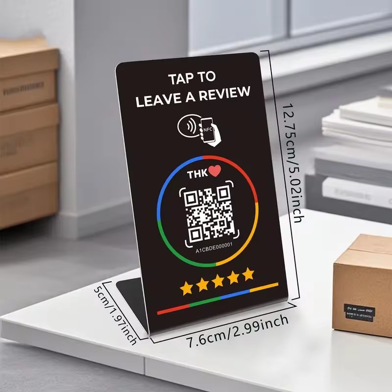 Stand da Tavolo Nero con NFC e QR Code (TAP001) - immagine 3