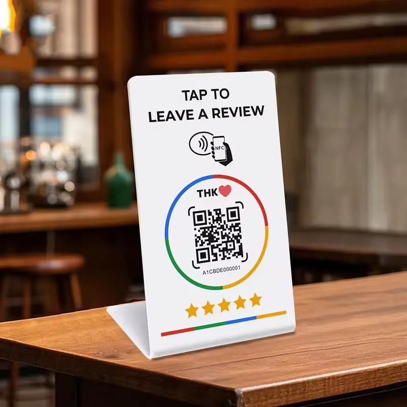 Stand da Tavolo Nero con NFC e QR Code (TAP002) - immagine 3