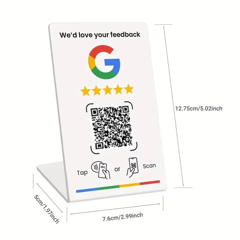 Stand da Tavolo Bianco con NFC e QR Code (TAP008) - immagine 4