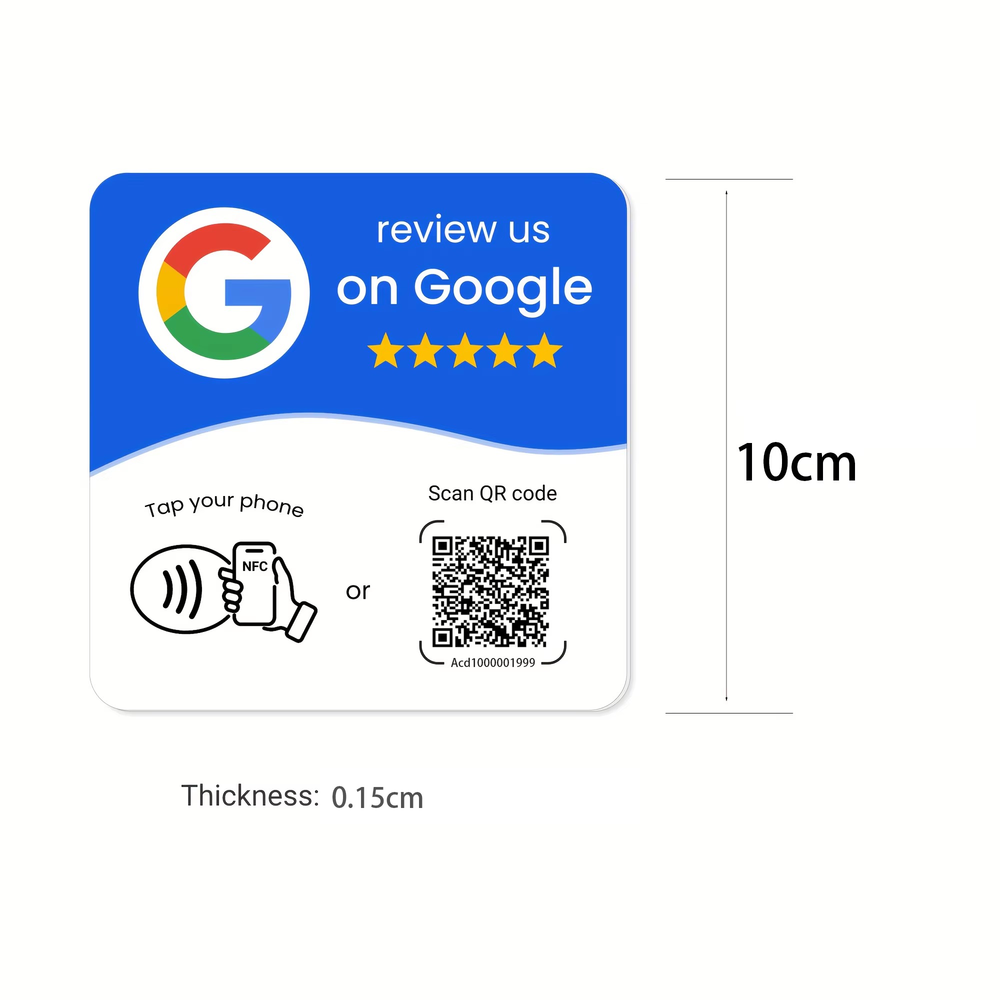 Card Adesiva Azzurra con QR Code e NFC (TAP023) - immagine 4