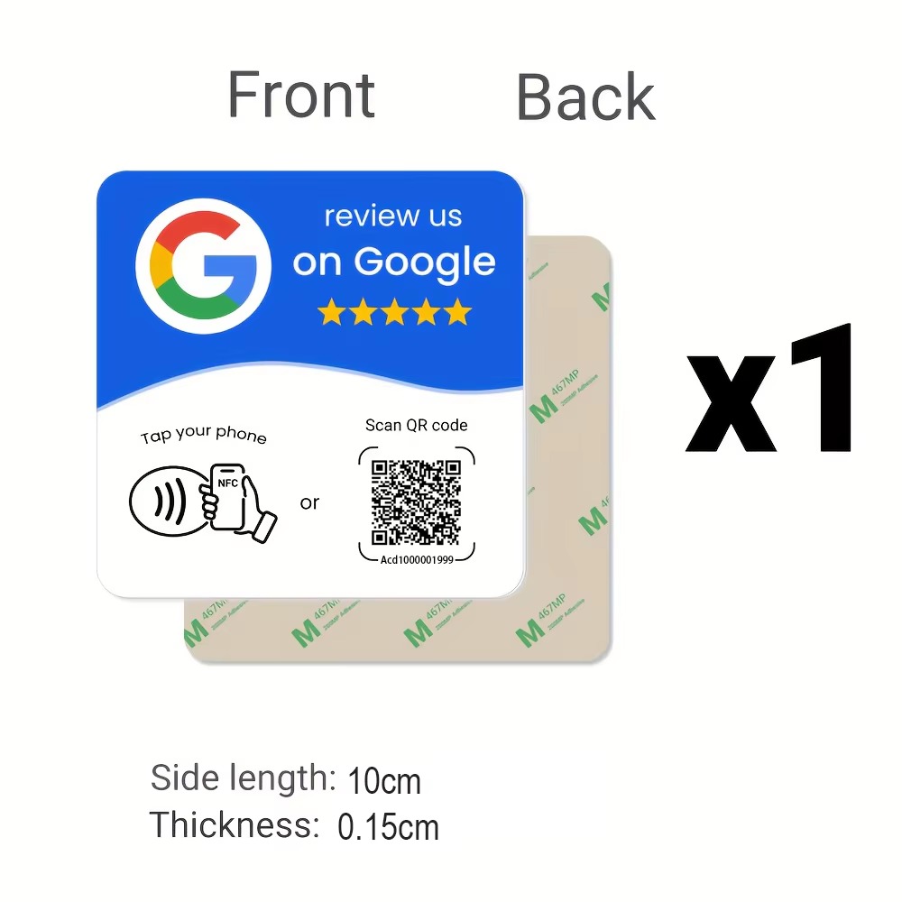 Card Adesiva Azzurra con QR Code e NFC (TAP023) - immagine 2